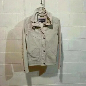 Eddie Bauer Women's Corduroy Jacket SMALL Grey Double Collar 80s 90s‎ Streetwear